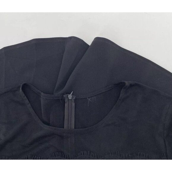 En Focus Studio Sheath Dress Black Mesh Lace Trim Flared Hi Low Hem Sz 6 Witchy - Picture 10 of 12